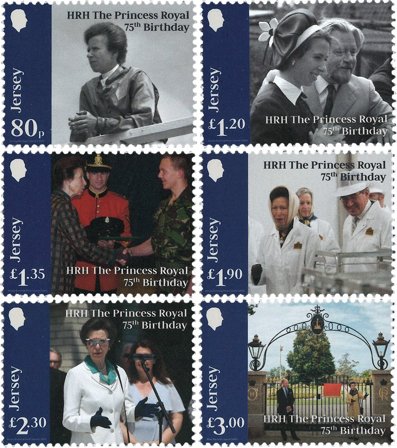 Jersey - Prinsesse Royal 75-års fødselsdag - Postfrisk sæt 6v
