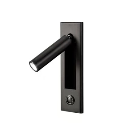 MQQ rom LED-lampe nattbordslampe vegglampe nattbordsleselampe innebygd knappbryter vegglampe hotell nattbord(svart rund)