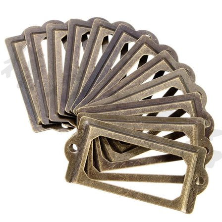 12 stykker Etiketæske Filskuffe Etiketholder Metaletiketter Bronze