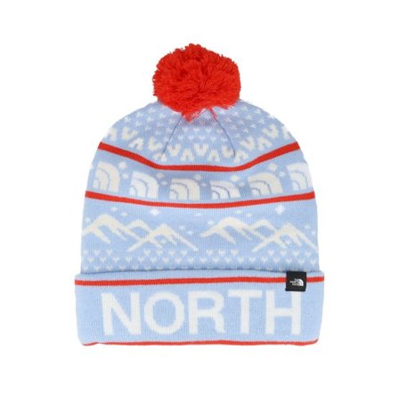 The North Face - Blå pom Beanie - Ski Tuke Cornflower/White Pom @ Hatstore
