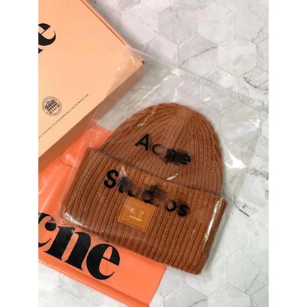 AC Smiley Ullue Kompatibel med Par - Firkantet Rullet, Høykvalitets Vinterlue Karamell