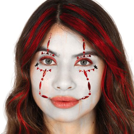 Klovni Face Jewels Punainen