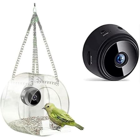 ING Lintulauta, Lintulauta Ikkunaan, HD-kameralla, Yötilalla, Lintulautakulho, Sopii puutarhaan ja pyöreisiin ripustusyksiköihin, Valkoinen (Pyöreä)