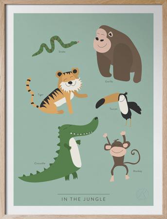In The Jungle - På Engelska Home Kids Decor Posters & Frames Posters Animal Posters Multi/mønstret Kunskapstavlan *Betinget Tilbud