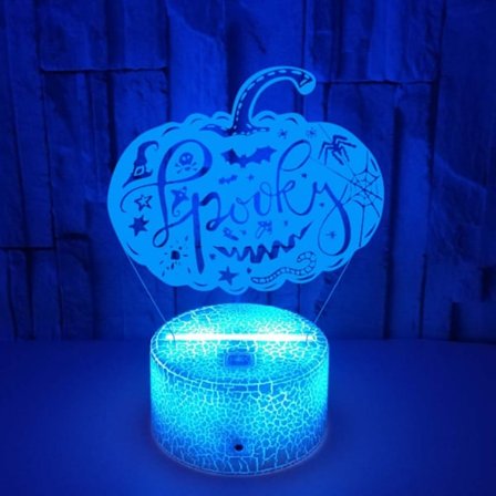 JUSTUP Gresskar 3D Nattlys 3D Illusjonslampe 16 Farger med Berøringsfjernkontroll for Halloween --- Sprekksete