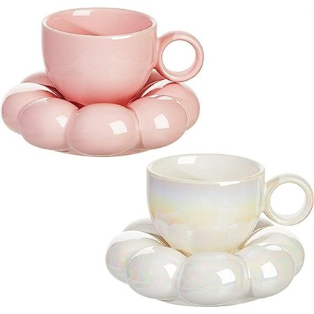 2 stk keramiske sky-krus søt kopp med solsikke-underlag 200 ml søt keramisk kaffekrus med skålsett for kontor hjemmekaffe