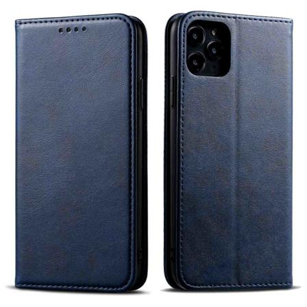 Läderfodral För Iphone Xr Blå Kalvkorn X Flip Stark Magnetis