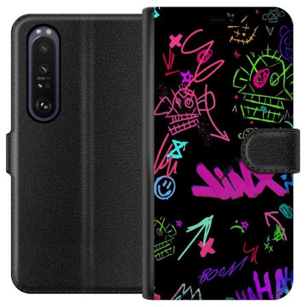 Kompatibelt Plånboksfodral till Sony Xperia 1 III Neon Doodle Chaos