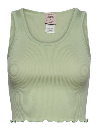 Silk Top Short Crop Tops Sleeveless Crop Tops Grøn Barbara Kristoffersen By Rosemunde