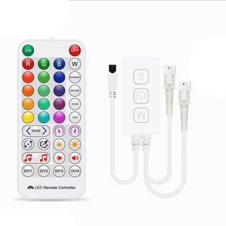 SP511E WiFi Musik LED-controller til WS2812B WS2811 Pixel Adresserbar RGB LED-strimmel Dual Output Intelligent Stemmestyring