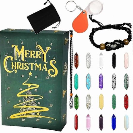 Adventskalender 2024 Kvinner 2024 Krystall Adventskalender 24-dagers Jente Adventskalender Krystallsett Krystall Halskjede Adventskalender Jule 