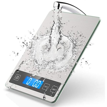 Köksvåg, 10 kg Rostfritt Stål och Härdat Glas, med Stor Vägningyta, 1 g Noggrannhet, Matvåg