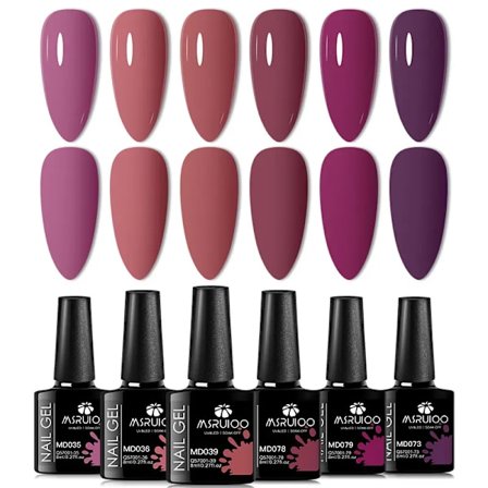6st All-season Gel Nagellack Set Nude Rosa Röd Glitter Semi Permanent UV Gel Polish Kits Allt För Manikyr Soak Off Vernis