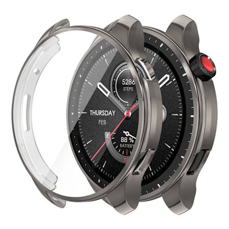 Mjukt silikonskal Glas kompatibelt Amazfit GTR 4 Smart Watch Skärmskydd Stötfångarskal kompatibelt Huami Amazfit GTR 4 GTR4 Fodral