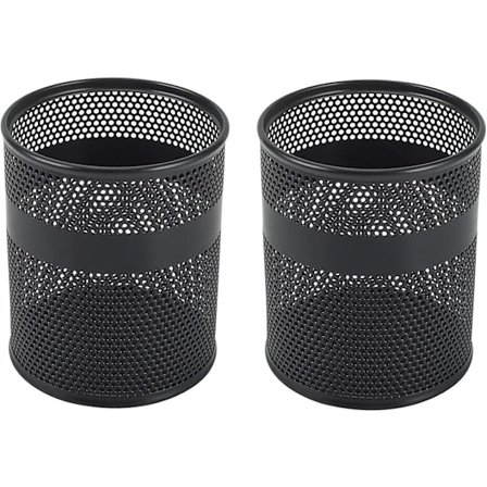 Sæt med 2 Metal Blyantsholder Pen Holder Skrivebordsorganisator Kontoropbevaring Skrivebordsoprydning, Sort