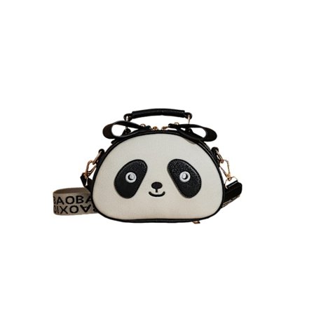 Søt Panda Crossbody Veske For Kvinner, Glidelåslukking, Håndtak, PU Lær Skulderveske, Mini Veske