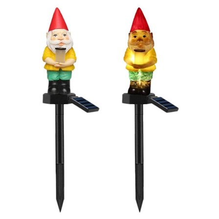 2 st Solar Trädgårdslampor, Vattentäta LED Julgransljus, Harts Jultomte, Festivaldekoration, Solar Infällda Lampor