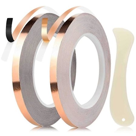 Kopparfolietejp för Glasmålning, 7/32 tum Svart och Silver Bakad Bred Lim för DIY Hantverk