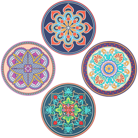 Silikonbrikker for varme gryter og panner, kjøkkenbrikker varmebestandige (sett med 4, vintage etniske blomster)