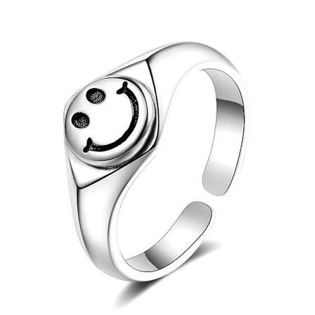 Populär Enkel Smile Face Ring Dam Slät Fin Fin Tunn Finger Ring