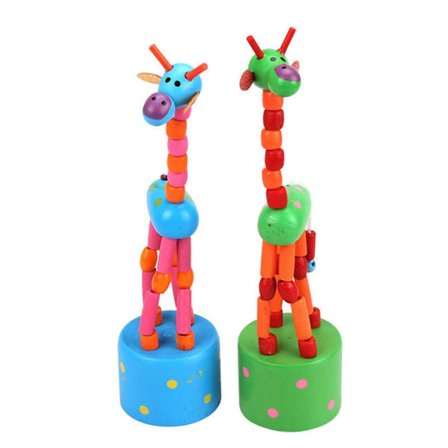 Färgglad Giraff Leksak för Barn Tryckbas Dansande Gungande Kropp Giraff Trä Skrivbordsleksaker