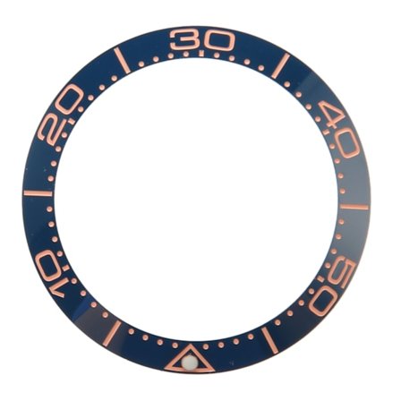 38 mm keraaminen kellon kehysrengas, sininen pohja, ruusukultaiset numerot, ammattimainen varaosa korjaukseen