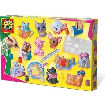 SES CREATIVE - Gips av hundar och katter - Gul, grön och rosa - Barn - Över 5 år
