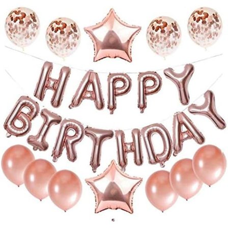 Magnolia Roséguld Grattis på födelsedagen Ballonger Dekoration Konfettifödelsedagsdekorationer för kvinnor och flickor Födelsedagsballonger - (