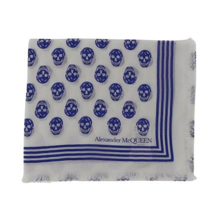 Alexander McQueen Skulls Scarf blå, Dam Sjalar, Dam, Storlek: ONE SIZE