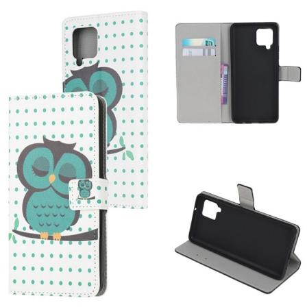 Lompakkokotelo Samsung Galaxy A12 - Pilkullinen Ja Pöllö