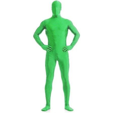 170 cm Stort Grønt Kostume med Hoved, Elastisk Stealth Kostume til Kostumefest, Green Screen Kostume, Heldragt til Mænd og Kvinder, Halloween