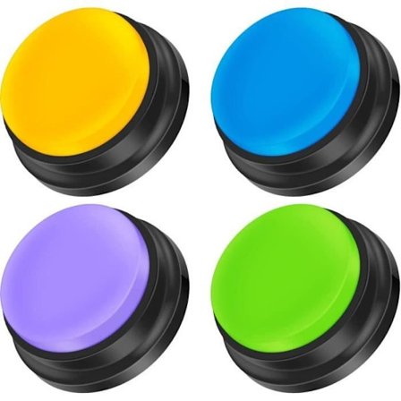 (Forskellige farver) 4 stk. Hunde Kommunikationsknap, Hunde Optageknap, Optagelig Træningsknap, Klar Kæledyrstræningsbuzzer, Talende