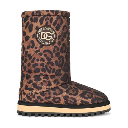 Dolce & Gabbana, Leopard-print nylon city boots Bruin, Dames, Maat:37 EU