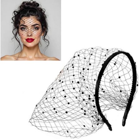 Dame hovedbeklædning i ét stykke, bryllupshovedbeklædning, net slør til kvinder og piger