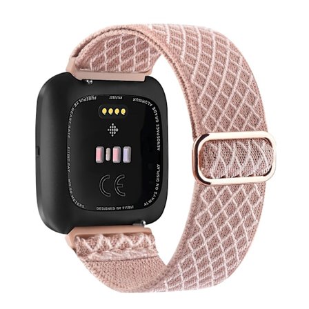 Elastiskt vävt ögla-spänne för Fitbit Versa 1/2 Versa Lite-armband, justerbart nylon sportklockarmband för Fitbit Sense-armband