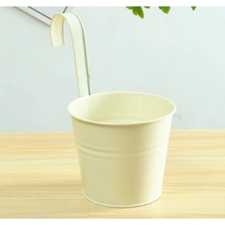 5-pakks metall hengende plantepotter - For gjerder eller balkonger - Med avtakbare kroker - Tinn hengende bøtteplanter