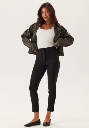 BUBBLEROOM-High Waist Stretchy Cropped Slit Trousers-46