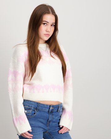 Gina Tricot Young Y ski knitted sweater Rosa Genser Jente - Kids Brand Store