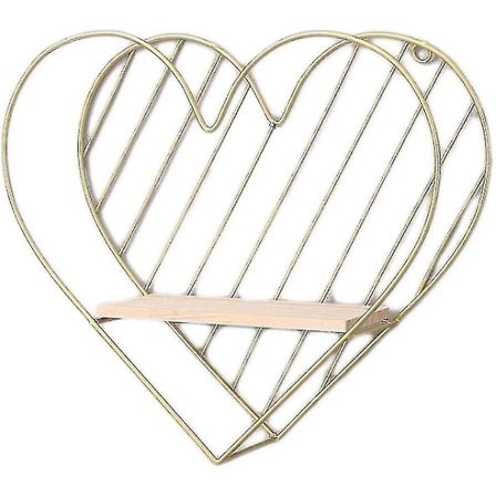 Metallvegg hylle - Smijern hjerteformet oppbevaringsveggbrakett - 32 * 30 * 9cm