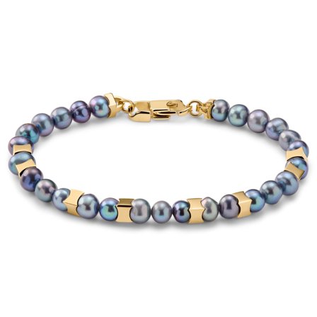 Ocata | Gold-Tone Black Pearl Bracelet for Men - Steel bracelets