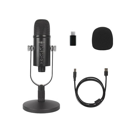 Professionellt USB-mikrofonset 20Khz16Bit PC Gaming Mic för inspelning, gaming, sång, Type C-omvandlare