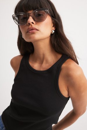 NA-KD Spitze transparente Sonnenbrille - Sonnenbrillen - Grau - One Size