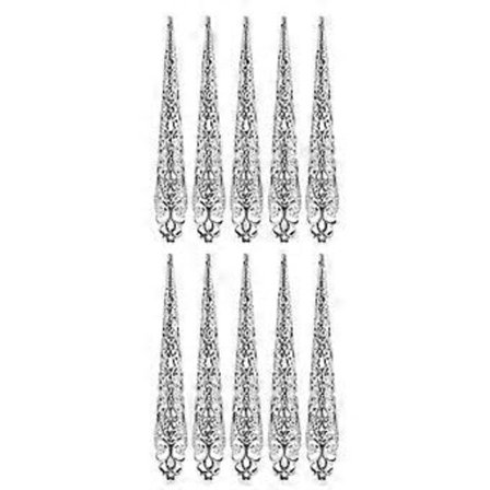 QQ-10 stk. Guld/Sølv Finger Negle Tip Klo Ringe til Halloween Fest Tilbehør Antik Dronning Fingerspids Klo Negle Ringe Sølv