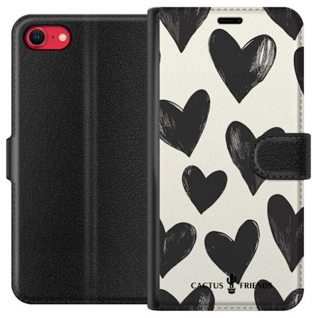 Kompatibelt Lommeboketui til Apple Apple iPhone 7 Cactus and Friends - Bold Black Love Pattern