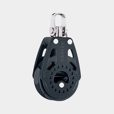 Poulie à cliquet simple avec manille Harken Carbo Air 40 mm, rotative, à roulement lisse, pour cordages Ø6 - 10 mm
