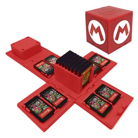 Foldbar Mario-spilllagringsboks for Switch-spillkort, opptil 16 spillkort, Mario-M