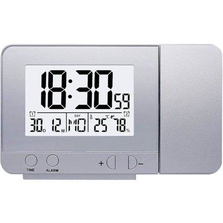 Projektor Digital Väckarklocka Med Tak Drivs Av 2 Aaa Batterier (ingår Ej) Och Laddningskabel