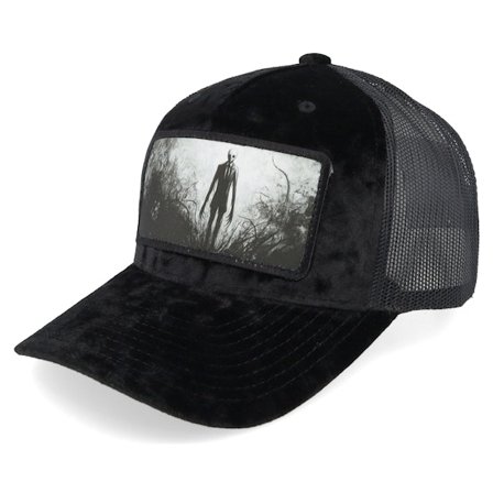 Scenes - Slenderman Velvet Black/Black A-frame Trucker Trucker Black Cap - @ Hatstore