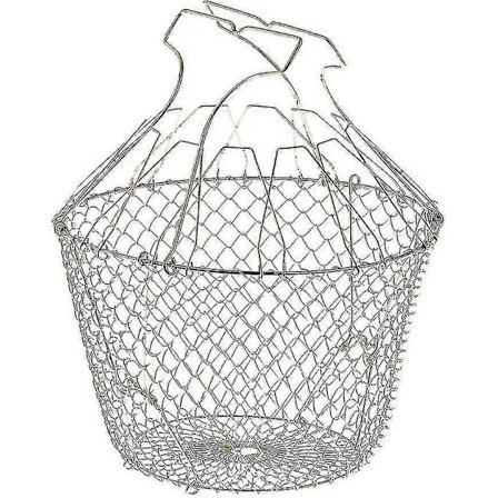 Vikbar Salladskorg med Förstärkningar - Rostfritt Stål - Enkel Förvaring - Skonsam Snurrning - 22,5 Cm-ZZY