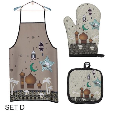 3 stk Ramadan Kareem Forkle Eid Mubarak Baking Varmebestandige Hansker Pute